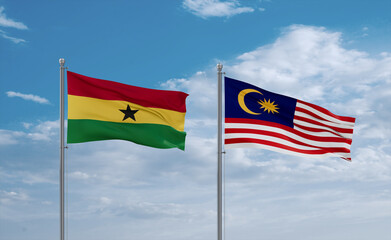 Malaysia and Ghana flags, country relationship concept