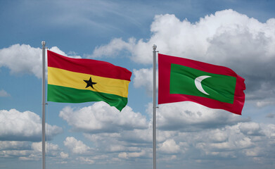 Maldives and Ghana flags, country relationship concept
