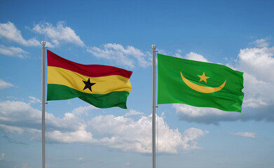 Mauritania and Ghana flags, country relationship concept