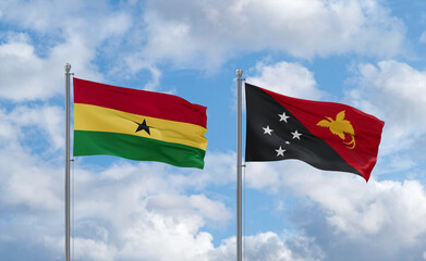 Papua New Guinea and Ghana flags, country relationship concept
