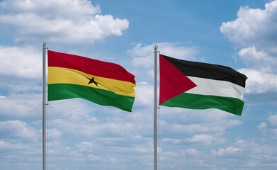 Palestine and Ghana flags, country relationship concept