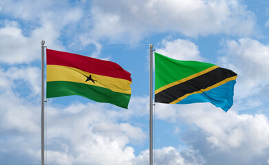 Tanzania and Ghana flags, country relationship concept