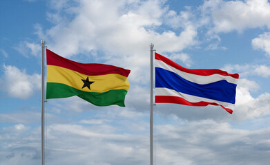 Thailand and Ghana flags, country relationship concept