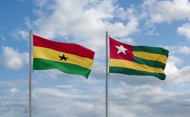 Togo and Ghana flags, country relationship concept