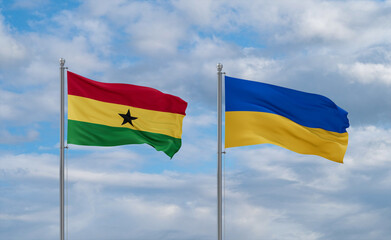 Ukraine and Ghana flags, country relationship concept