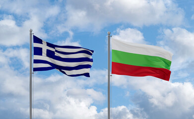 Bulgaria and Greece flags, country relationship concept