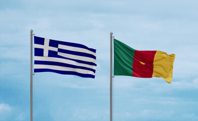 Cameroon and Greece flags, country relationship concept