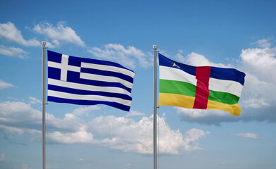Central African Republic and Greece flags, country relationship concept