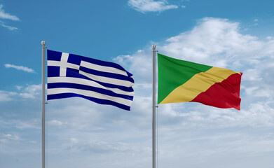 Congo and Greece flags, country relationship concept