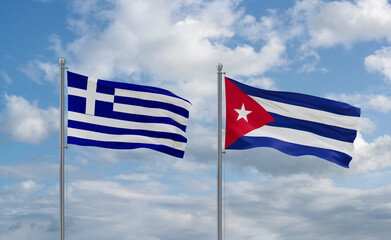 Cuba and Greece flags, country relationship concept