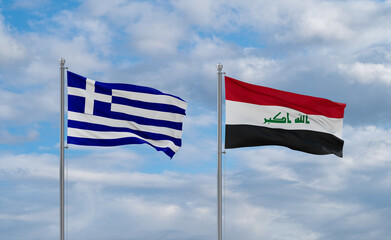 Iraq and Greece flags, country relationship concept