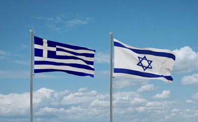 Israel and Greece flags, country relationship concept