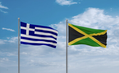 Jamaica and Greece flags, country relationship concept