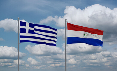 Paraguay and Greece flags, country relationship concept