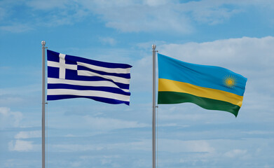 Rwanda and Greece flags, country relationship concept