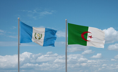 Guatemala and Algeria national flags, country relationship concept