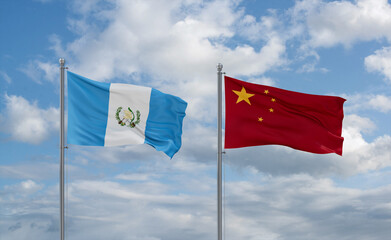 China and Guatemala flags, country relationship concept