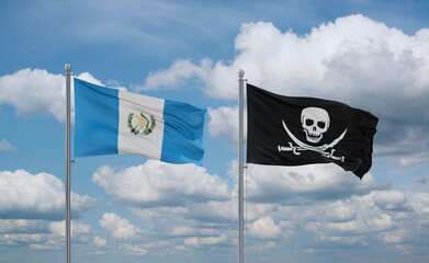Pirate and Guatemala flags, country relationship concept