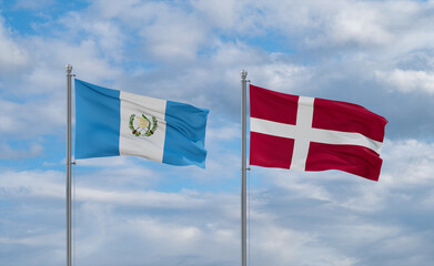 Denmark and Guatemala flags, country relationship concept