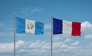 Guatemala and France flags, country relationship concept