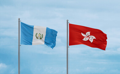 Hong Kong and Guatemala flags, country relationship concept
