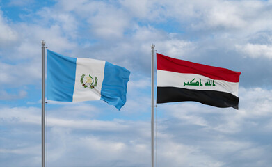Iraq and Guatemala flags, country relationship concept