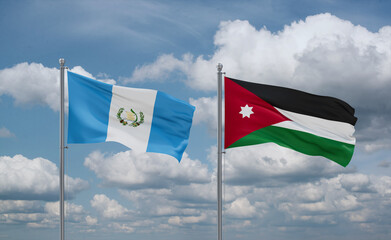 Jordan and Guatemala flags, country relationship concept