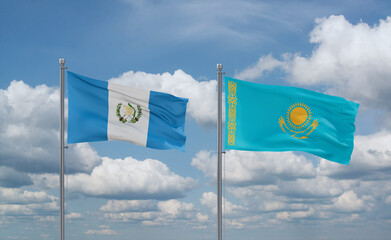 Kazakhstan and Guatemala flags, country relationship concept