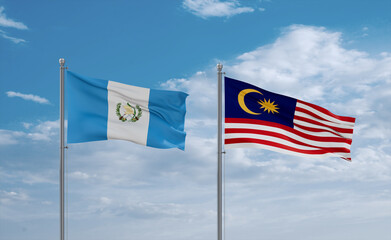 Malaysia and Guatemala flags, country relationship concept