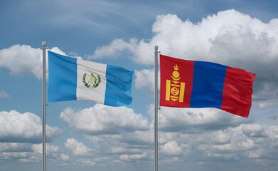 Mongolia and Guatemala flags, country relationship concept