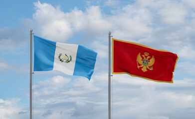Montenegro and Guatemala flags, country relationship concept