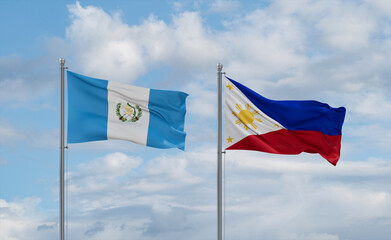 Philippines and Guatemala flags, country relationship concept