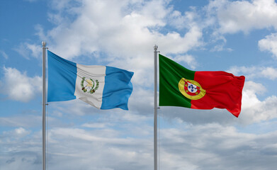 Portugal and Guatemala flags, country relationship concept
