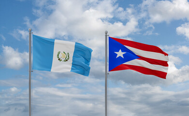 Puerto Rico and Guatemala flags, country relationship concept