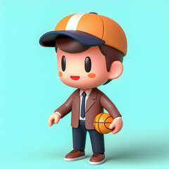 a close up of a cartoon character holding a basketball Generative AI