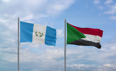 Sudan and Guatemala flags, country relationship concept
