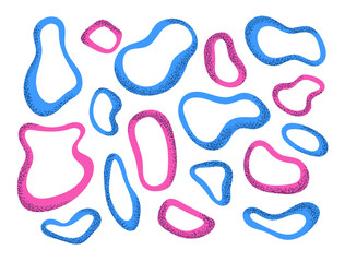 Organic abstract shapes collection. Trendy colorful blobs set with texture