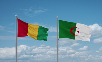 Guinea-Conakry, Guinea and Algeria national flags, country relationship concept