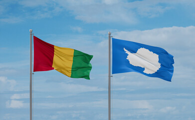 Guinea-Conakry, Guinea and Antarctica flags, country relationship concept