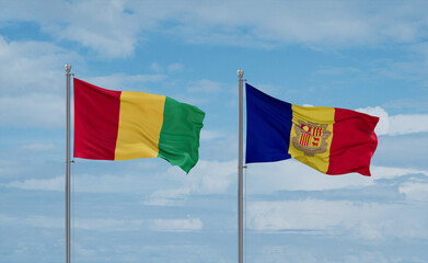 Guinea-Conakry, Guinea and Andorra national flags, country relationship concept