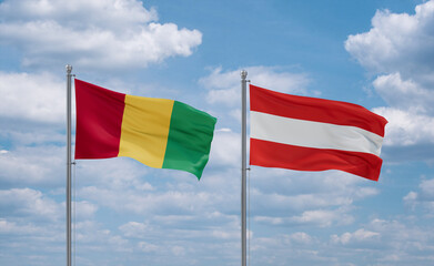 Austria and Guinea-Conakry, Guinea flags, country relationship concept