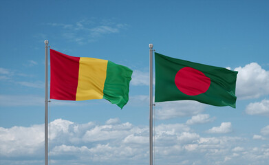 Bangladesh and Guinea-Conakry, Guinea flags, country relationship concept