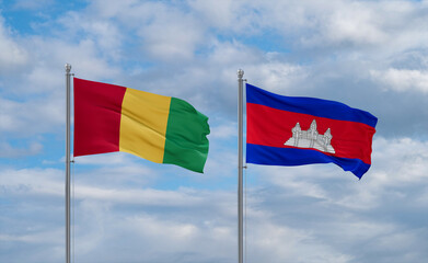 Cambodia and Guinea-Conakry, Guinea flags, country relationship concept