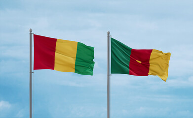 Cameroon and Guinea-Conakry, Guinea flags, country relationship concept