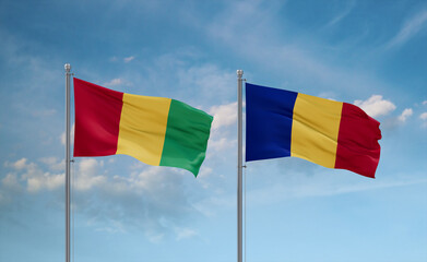 Chad and Guinea-Conakry, Guinea flags, country relationship concept