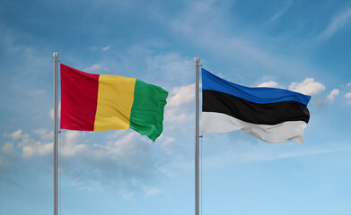 Estonia and Guinea-Conakry, Guinea flags, country relationship concept