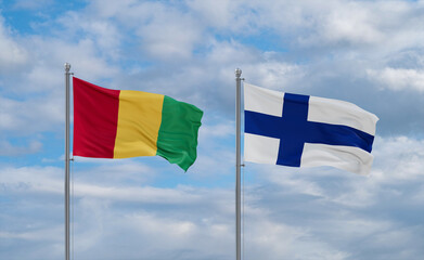 Finland and Guinea-Conakry, Guinea flags, country relationship concept