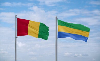 Gabon and Guinea-Conakry, Guinea flags, country relationship concept