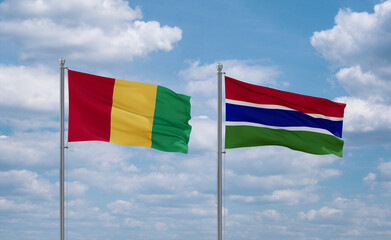 Gambia and Guinea-Conakry, Guinea flags, country relationship concept