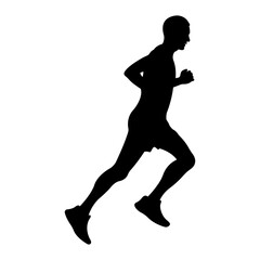 Fototapeta na wymiar Silhouette of a running man.Flat running male icon for apps and websites.Running sports.Vector illustration.